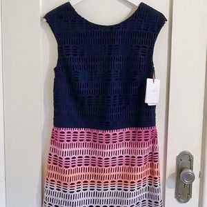TED BAKER NWT Navy/Pink/White Marina Mosaic Lace Tunic - SZ 2 Never Worn!